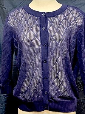 Grace Karin Purple Diamond Openwork Button Cardigan